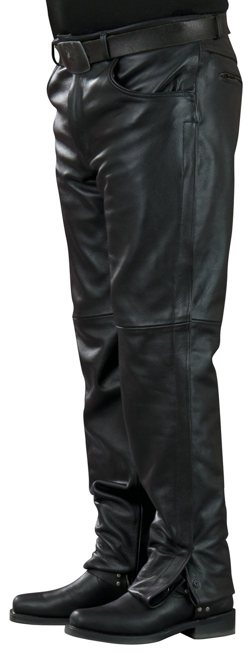 Mossi Black 32-Inch Inseam Genuine Leather Pants for Men | Slim Fit Motorcycle Biker Trousers | Perfect for Riding, Night Out & Casual Wear