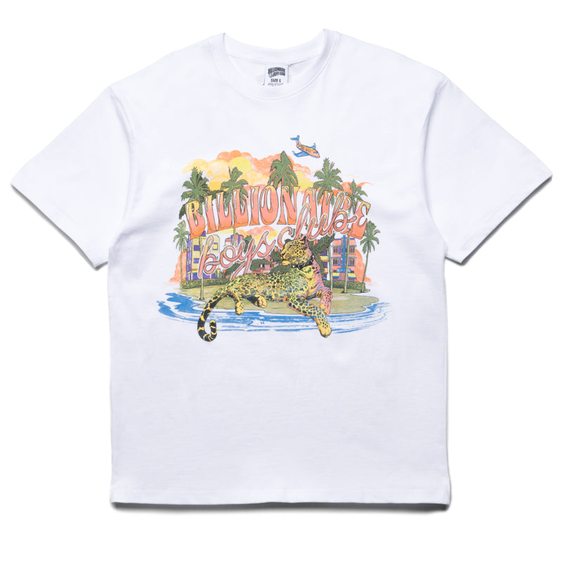 Billionaire Boys Club Leopard Print T-Shirt for Men - White Cotton Crewneck Tee - Streetwear Fashion for Casual Wear & Urban Style