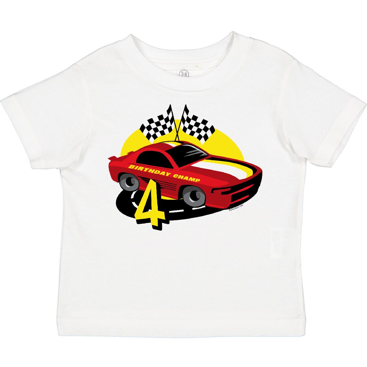 Inktastic Race Car 4th Birthday Toddler T-Shirt - Cute Boys' Racing Theme Tee for Toddler Birthday Party & Family Outings