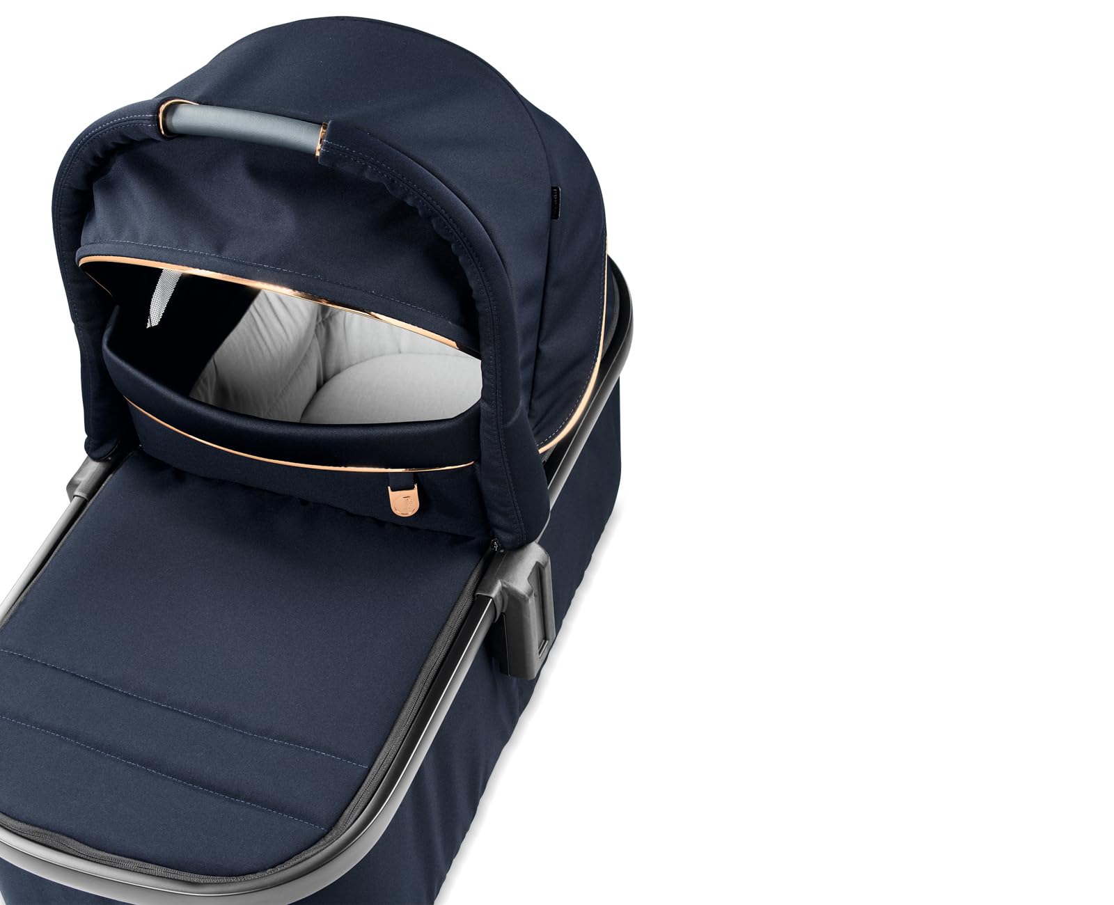 Peg Perego Bassinet with Home Stand for Ypsi Veloce Vivace - Blue Shine (Blue & Copper) | Premium Baby Crib for Nursery, Bedroom & Travel | Safe & Comfortable Infant Sleeper