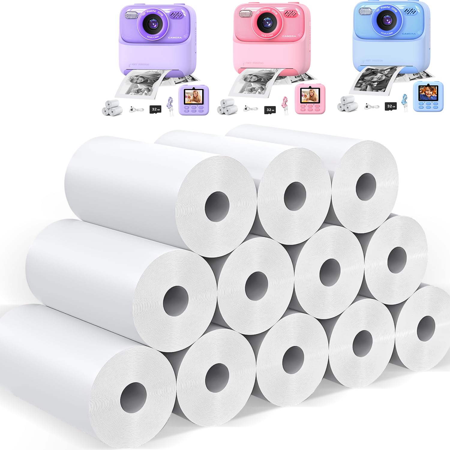MasterBee Instant Print Camera Thermal Paper - 12 Rolls BPA-Free Refill for Photo Printing | Perfect for Polaroid Cameras, DIY Scrapbooking & Photo Albums