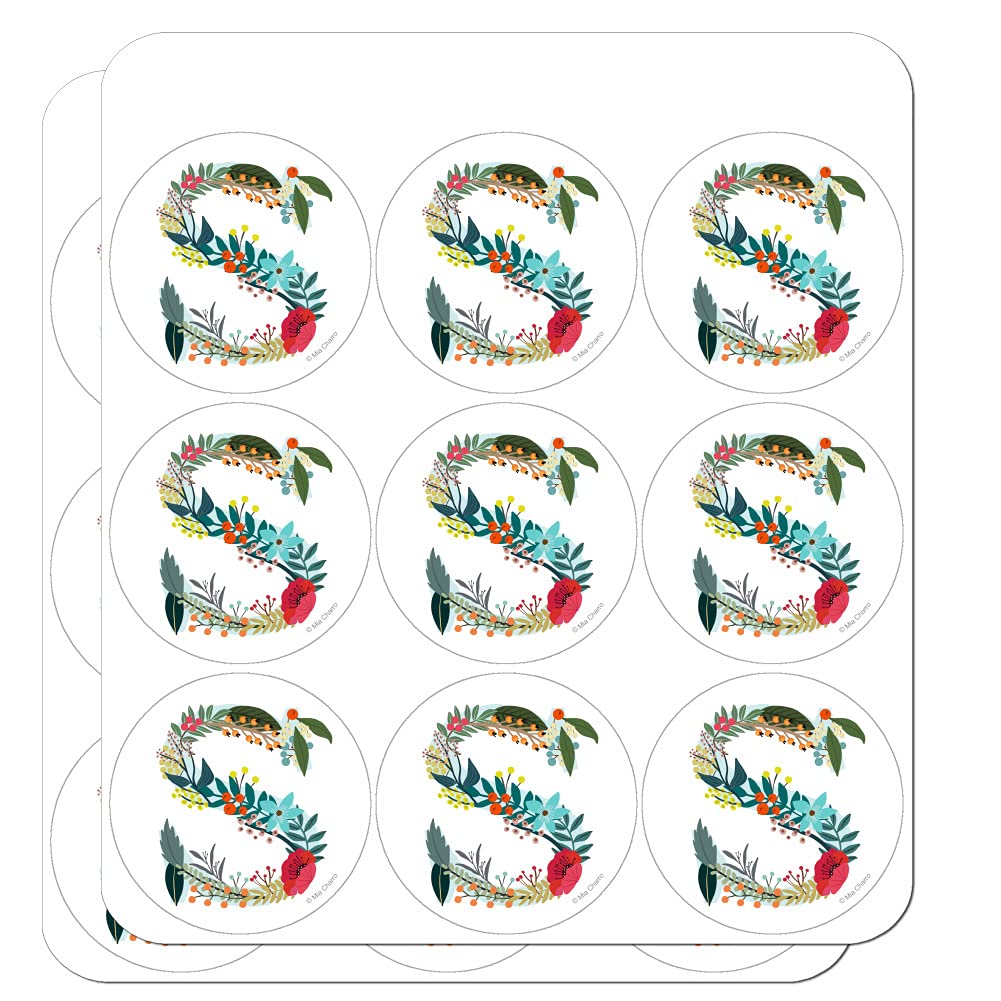 Floral Monogram Letter S Stickers for Planners, Calendars, Scrapbooking & DIY Crafts - Perfect for Bullet Journaling, Gift Wrapping & Home Decor