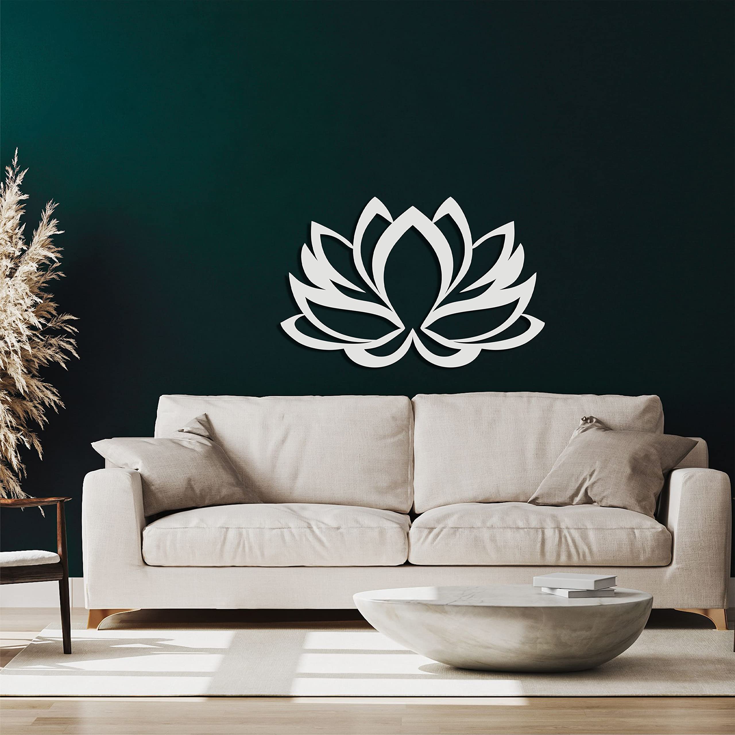 DEKADRON White Metal Lotus Flower Wall Art - 46