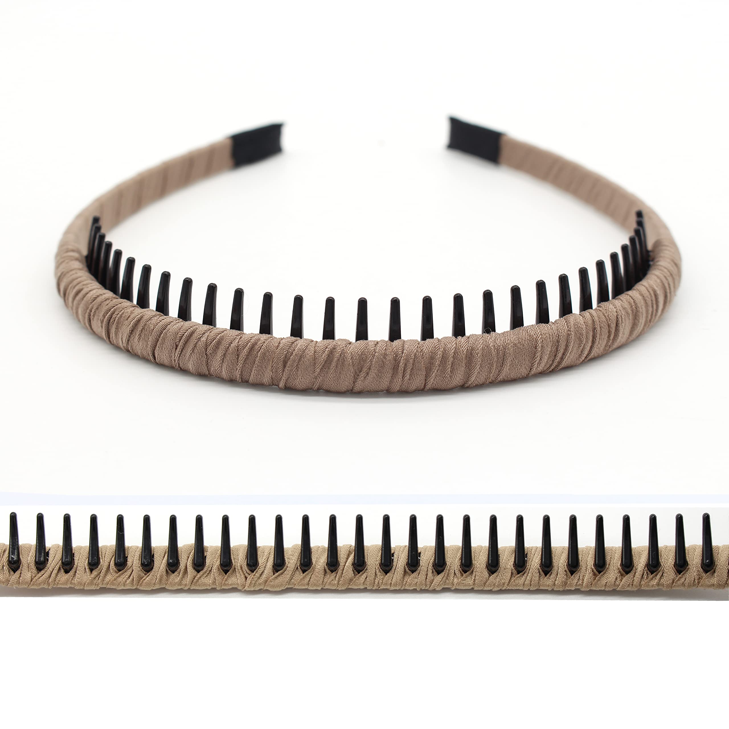 4pcs Non-Slip Zig Zag Headbands for Women - Adjustable Teeth Comb Hair Hoops - Resin Cotton Blend Hair Accessories for Daily Use, Yoga, Spa, Workout & Parties - Perfect for Gym, Office and Special Occasions
