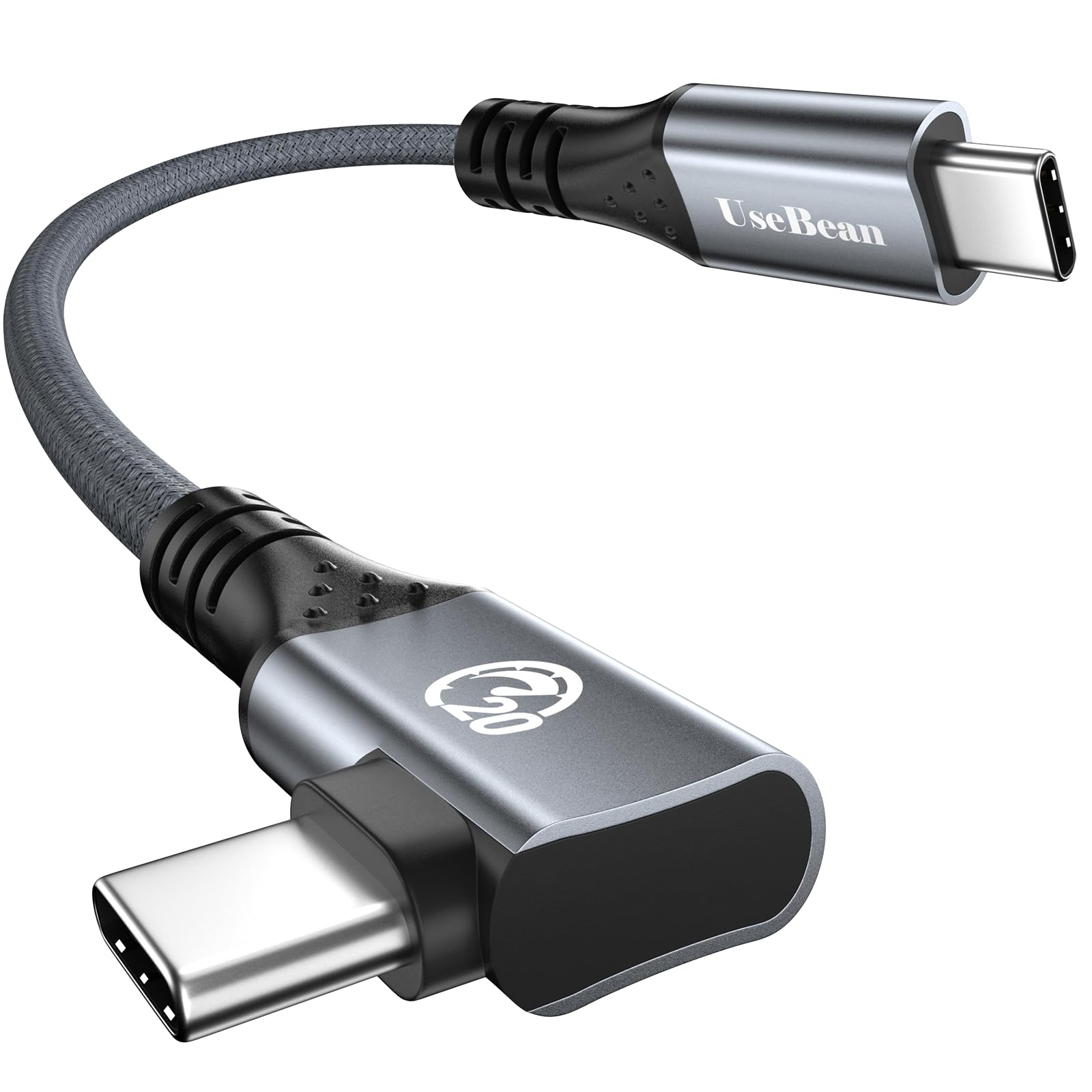 240W USB C Right Angle Cable 1ft, 20Gbps USB 3.2 Gen 2x2 Short Type C to C Fast Charging Cable for iPhone 15 Pro Max/MacBook/iPad/Galaxy S24 - PD 3.1 Power Delivery & 4K Video Monitor Cord for Home/Office/Travel Charging