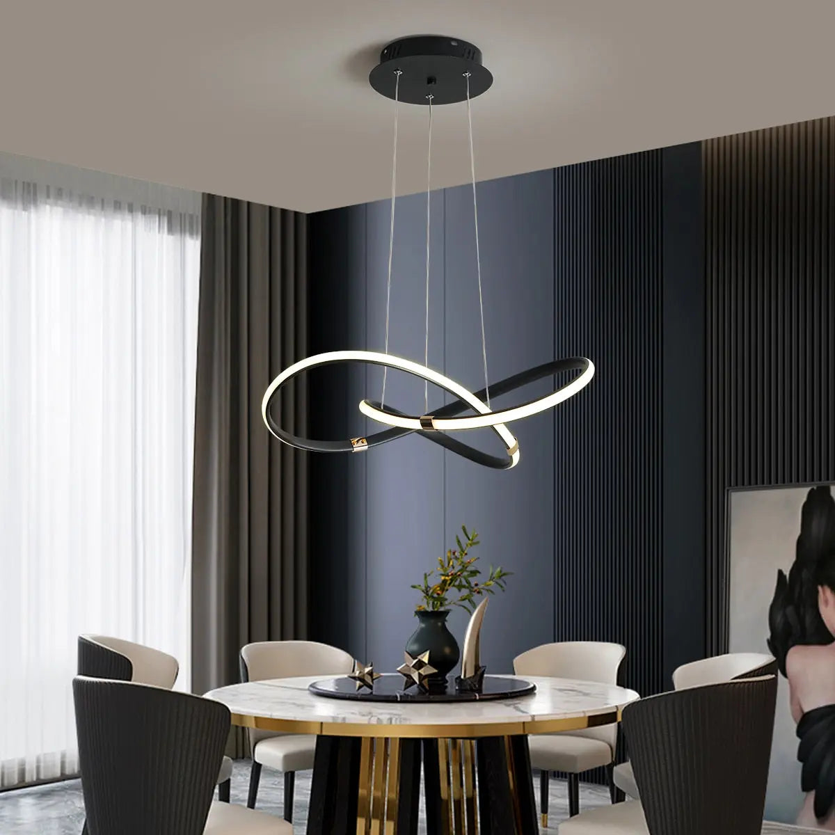 Marion LED Small Black Chandelier - Modern Mini Crystal Ceiling Light Fixture for Dining Room, Bedroom, or Entryway Lighting