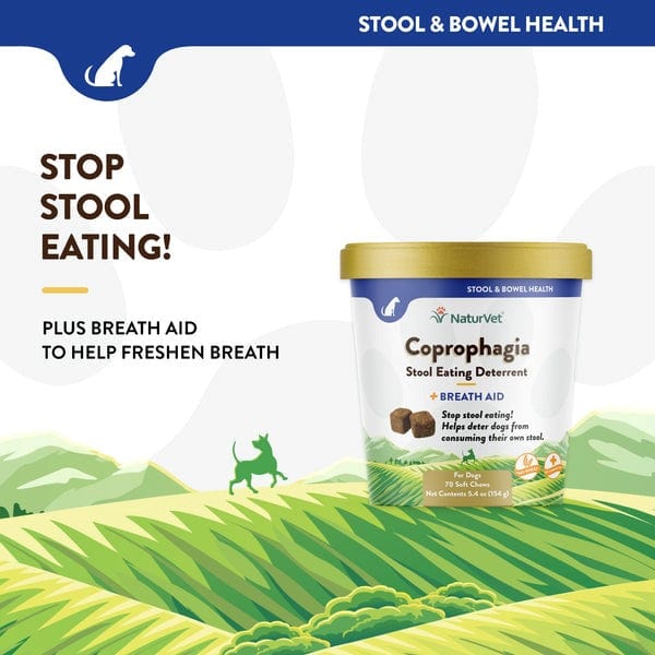 NaturVet Coprophagia Stool Eating Deterrent & Breath Aid Soft Chews for Dogs - Stops Poop Eating & Freshens Breath for Puppies & Adult Dogs at Home or Outdoors