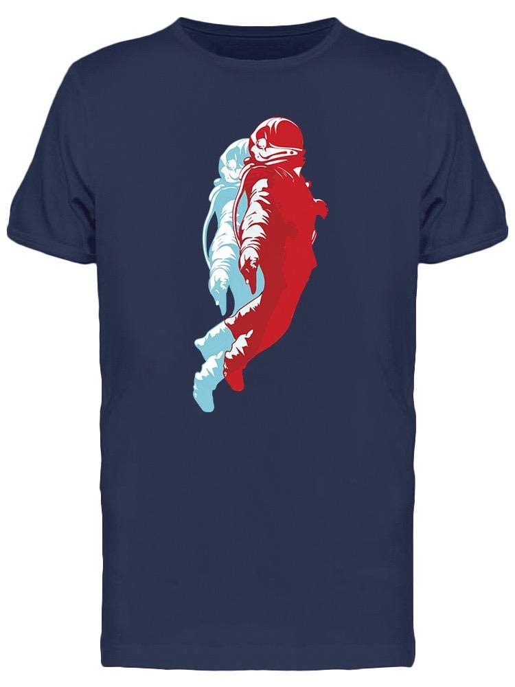 Smartprints Blue and Red Astronaut T-Shirt for Men - Cool Space Graphic Tee for Casual Wear, Gifts & Everyday Outfits