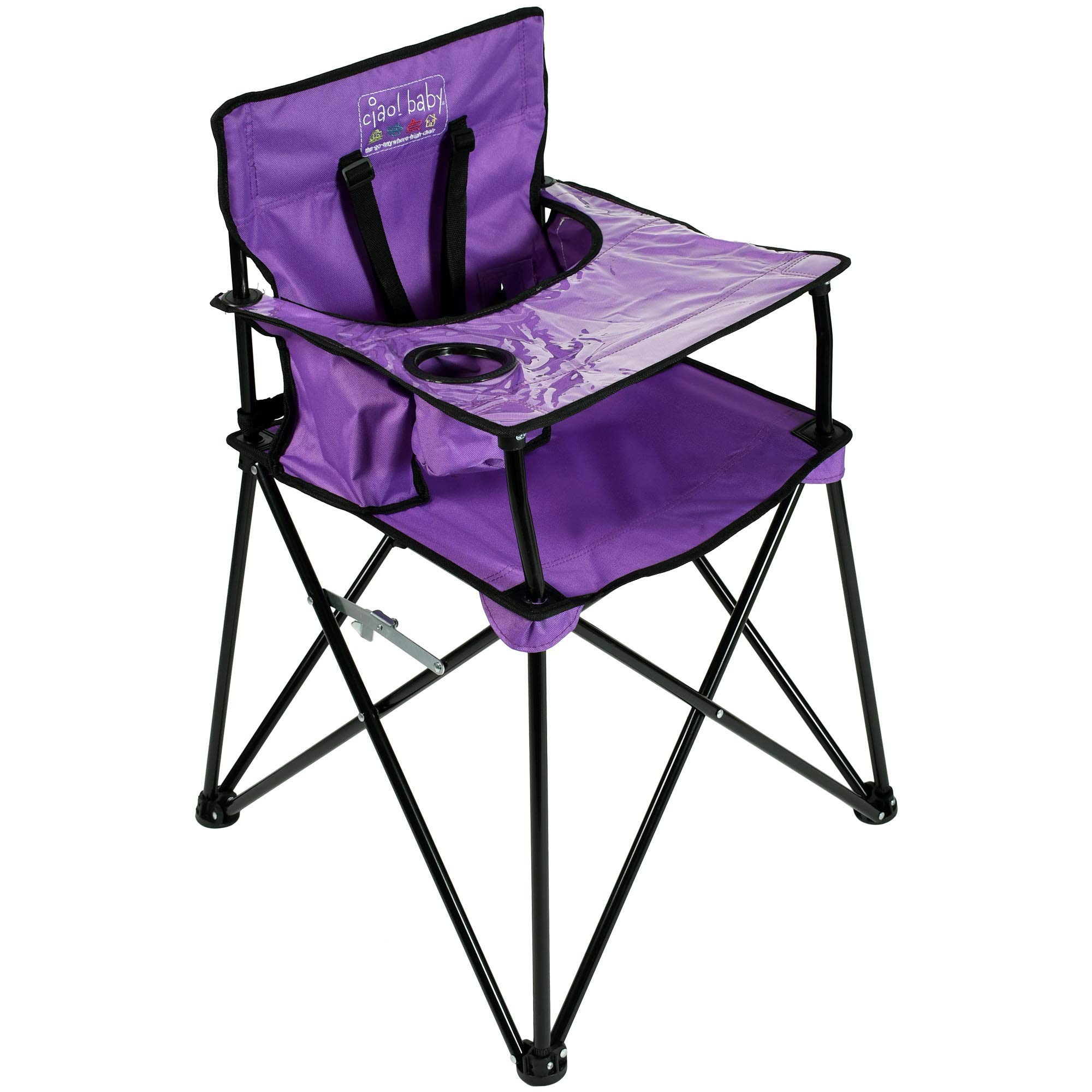 Ciao! Baby Portable High Chair for Travel - Foldable High Chair with Removable Tray, Lightweight & Compact (Purple) - Perfect for Dining Out, Camping & Airplane Travel