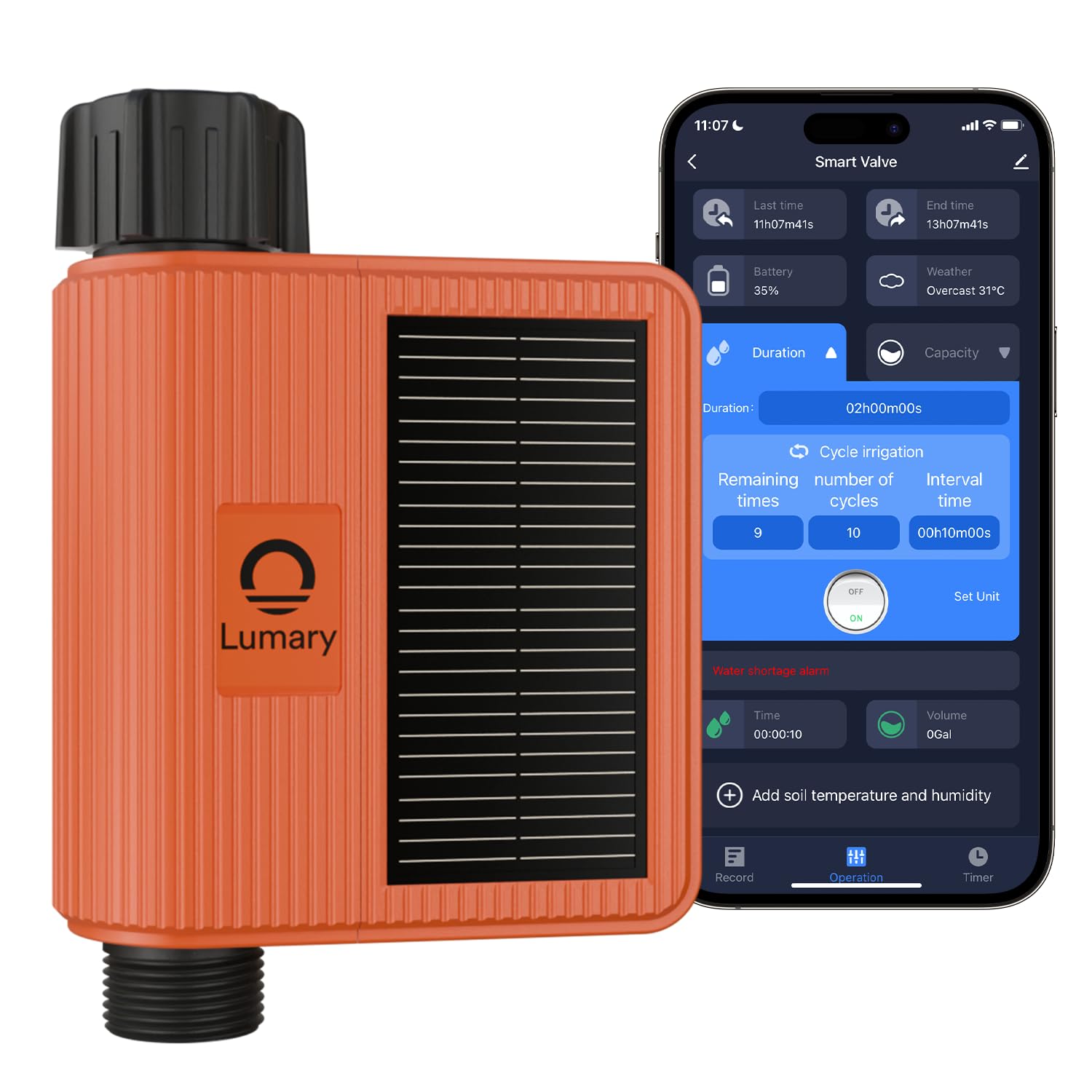 Lumary Smart WiFi Sprinkler Timer with Solar Panel - Alexa & App Controlled Automatic Water Timer for Garden Hose - 30° Adjustable Solar Panel - No Hub Needed - Perfect for Lawn, Yard & Garden Irrigation Systems