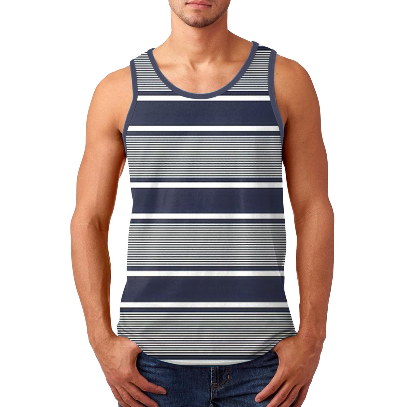 Men's Summer Striped Casual Sleeveless Tank Tops - Breathable Beach & Sports Shirts for Outdoor Activities, Gym Workouts and Vacation Wear