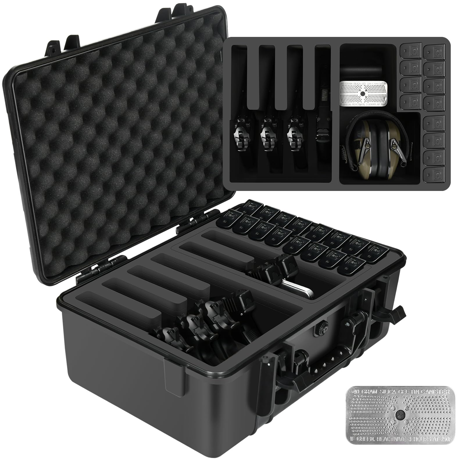 Waterproof Hard Shell Pistol Case for Multiple Handguns & Magazines - Durable Storage Box for Beretta, Smith & Wesson, Glock - Perfect for Range, Travel & Secure Gun Storage
