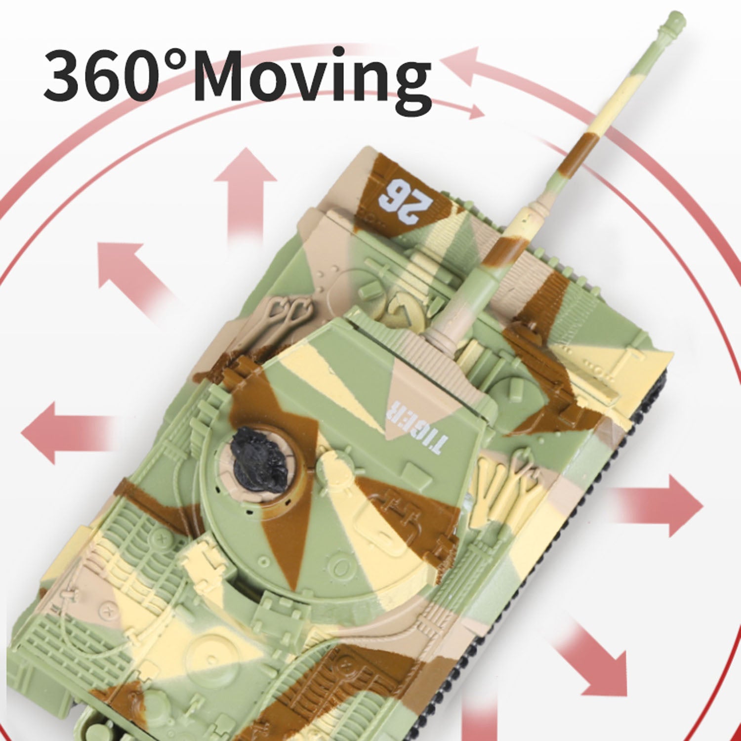 1/72 Scale RC Tank - German Tiger Battle Remote Control Panzer with 360° Rotating Turret, RTR Mini Toy with Sound Effects (12x5.5x5.5cm) - Perfect for Military Collectors, Battle Reenactments & Indoor Play