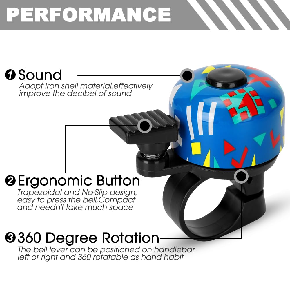 **120dB Loud Kids Bike Bell - Classic Mini Bicycle Bell for Boys, Girls & Adults | Crisp Clear Sound for MTB, BMX, City Bikes & Scooters | Durable & Stylish Bike Accessories for Safe Riding**    **Perfect for:** Commuting, Urban Cycling, Mountain Biking, Kids' Safety & Outdoor Adventures