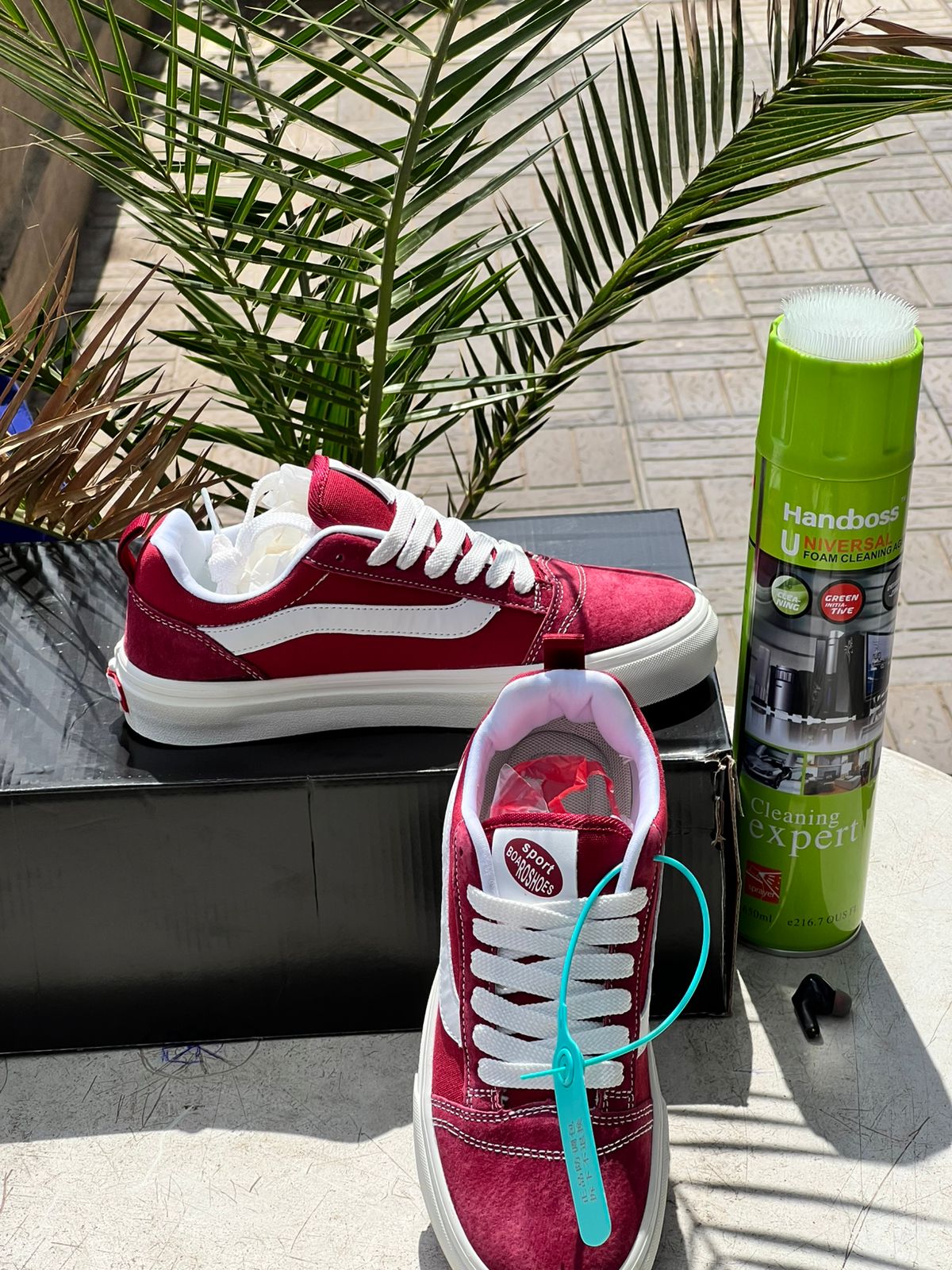 Vans Deep Red & White Skate Sneakers - Classic Skateboard Shoes for Men & Women | Comfortable & Durable for Streetwear, Casual Wear & Skateboarding