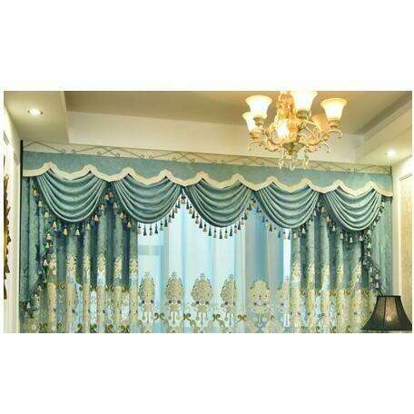 Annapolis Luxury Valance - Blue & White Window Treatment for Living Room & Bedroom Decor