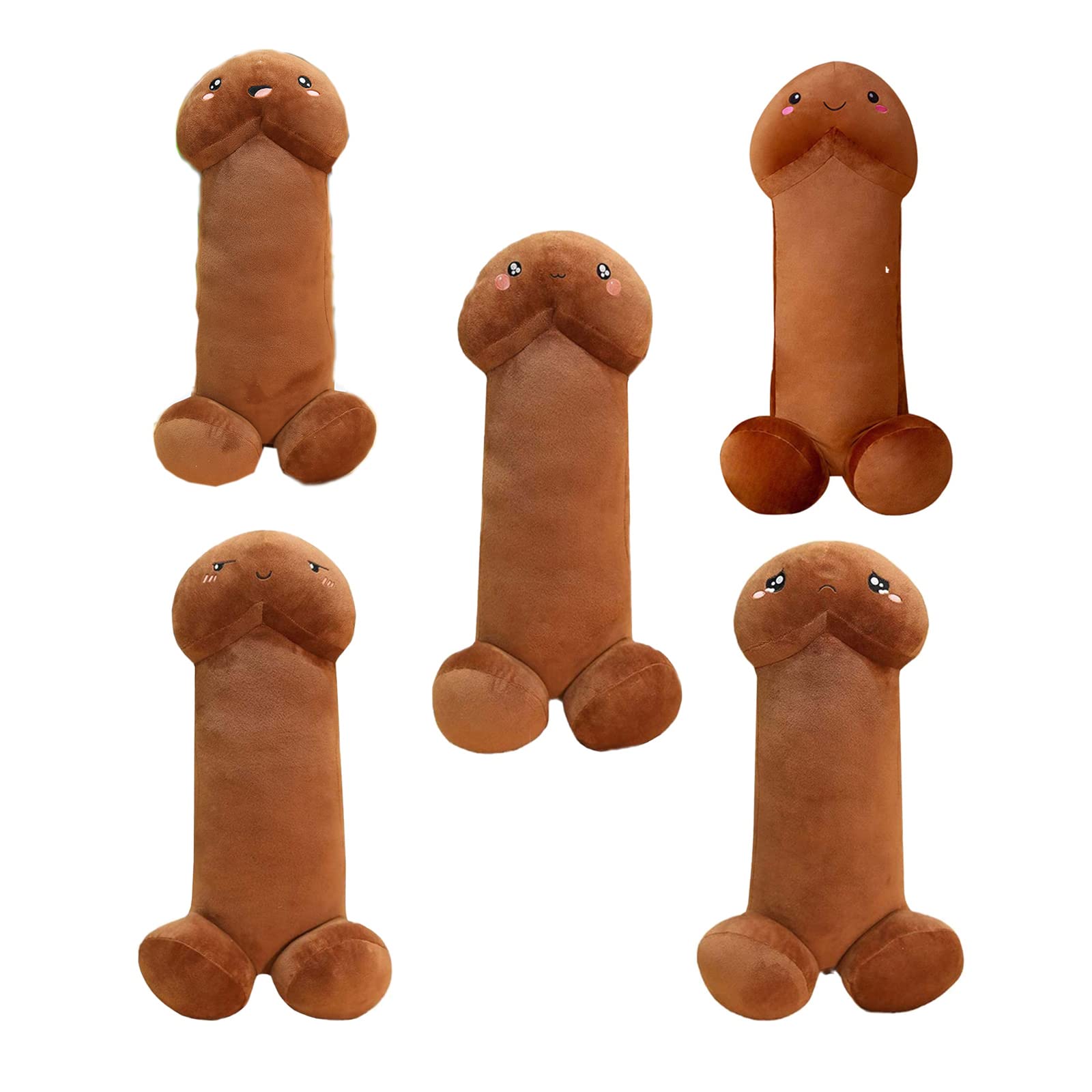 Weighted Plush Animals for Adults - Soft Anxiety Relief Stuffed Animals, Cute Stress Relief Pillows for Bedroom, Funny Gifts for Women & Men (5PCS Set, Brown, 19.7 Inch) - Perfect for Home Decor, Office Comfort & Emotional Support Therapy