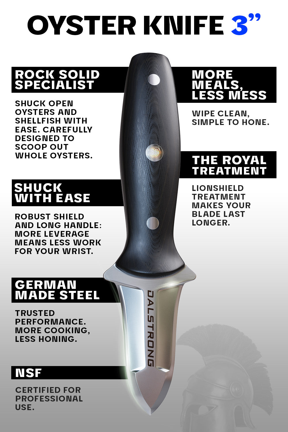 Premium Dalstrong Gladiator Series Oyster Shucking Knife - NSF Certified Professional Shellfish Tool for Seafood Lovers | Perfect for Restaurants, Home Kitchens & Outdoor Seafood Parties