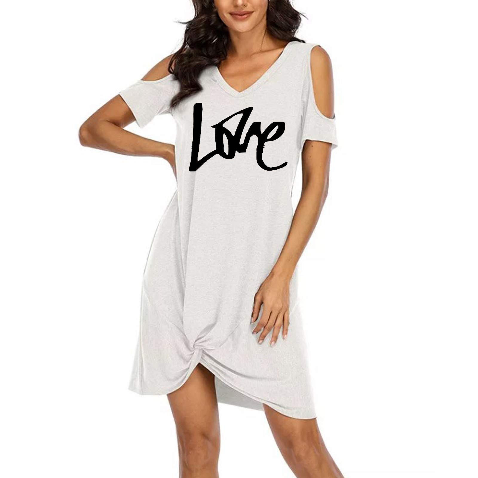 Elegant Cold Shoulder Summer Dress for Women - Flowy Maternity Sundress, Comfortable Midi Dress for Beach, Vacation & Casual Wear