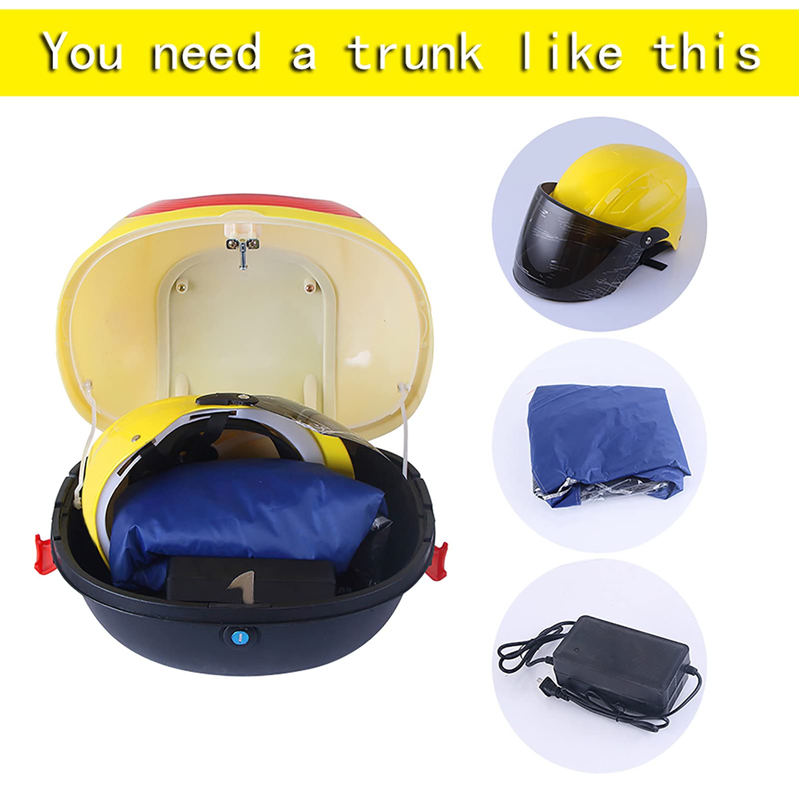 Universal Motorcycle Touring Top Box - Durable Scooter Tail Trunk Luggage Storage with Backrest & Helmet Storage | Waterproof Travel Case for Harley, Honda, Yamaha | Perfect for Road Trips & Commuting (Purple)