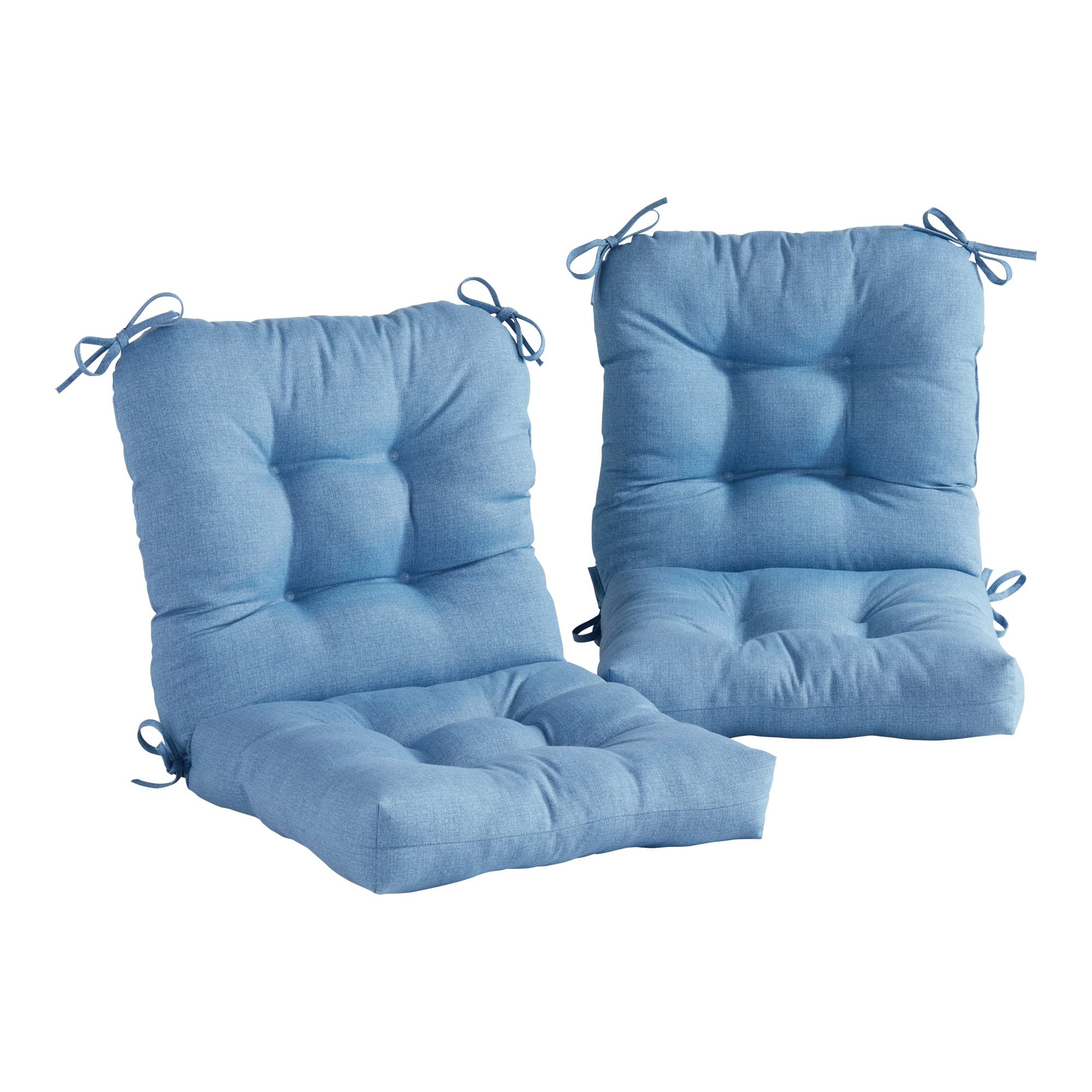 Greendale Home Fashions Outdoor Chair Cushions Set of 2 - Blue Heather Water-Resistant Patio Seat & Back Cushions for Garden, Deck, Poolside, and Porch Furniture