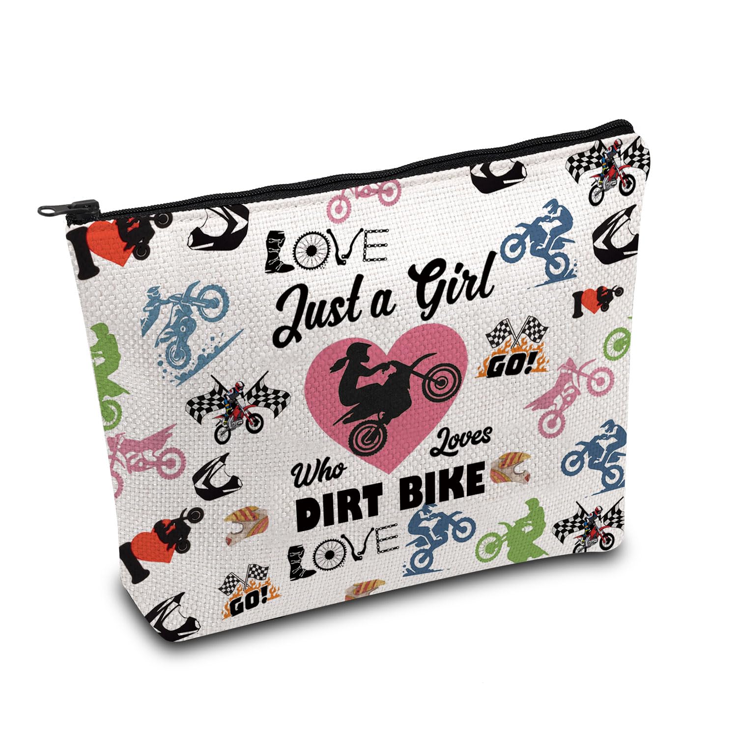 MAOFAED Dirt Bike Themed Cosmetic Bag for Women - Perfect Motocross Gift for Girls Who Love Dirt Biking - Great for Travel, Gym & Motorcycle Enthusiasts