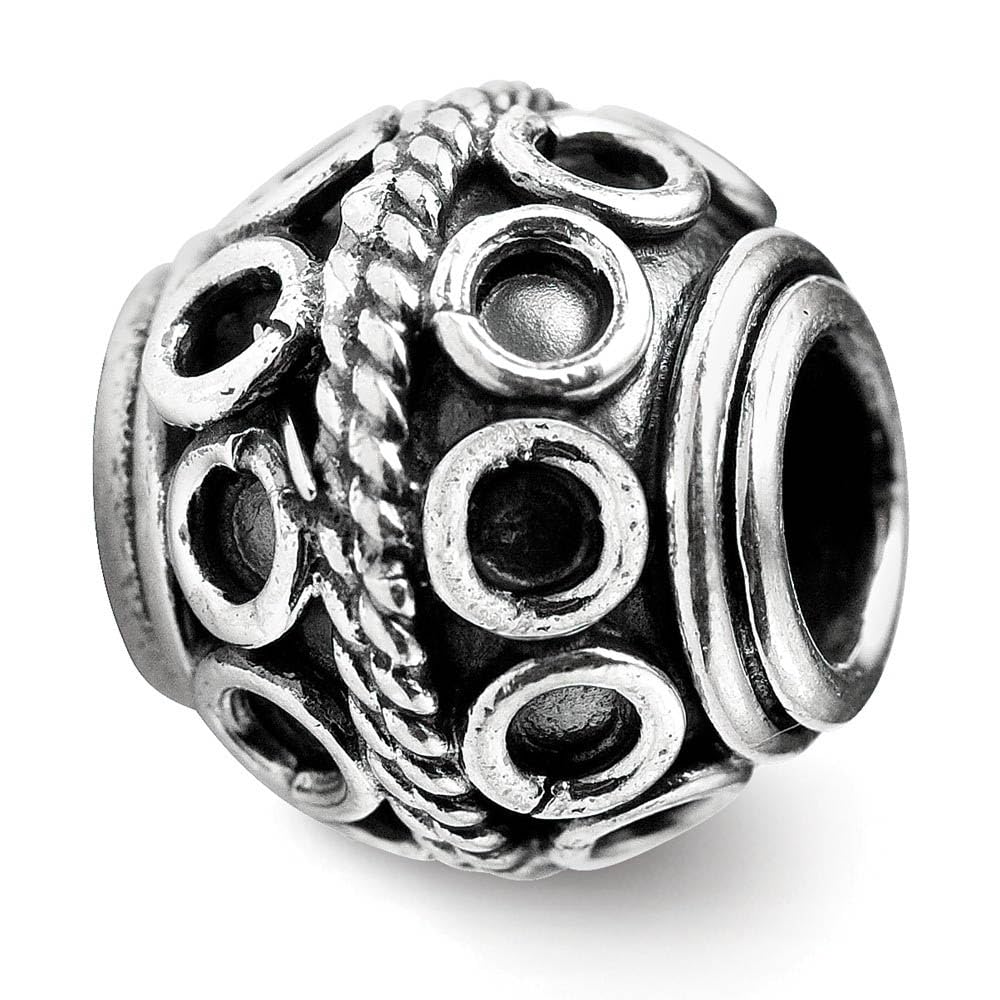 Antiqued Sterling Silver Rope Charm Bead for Jewelry Making