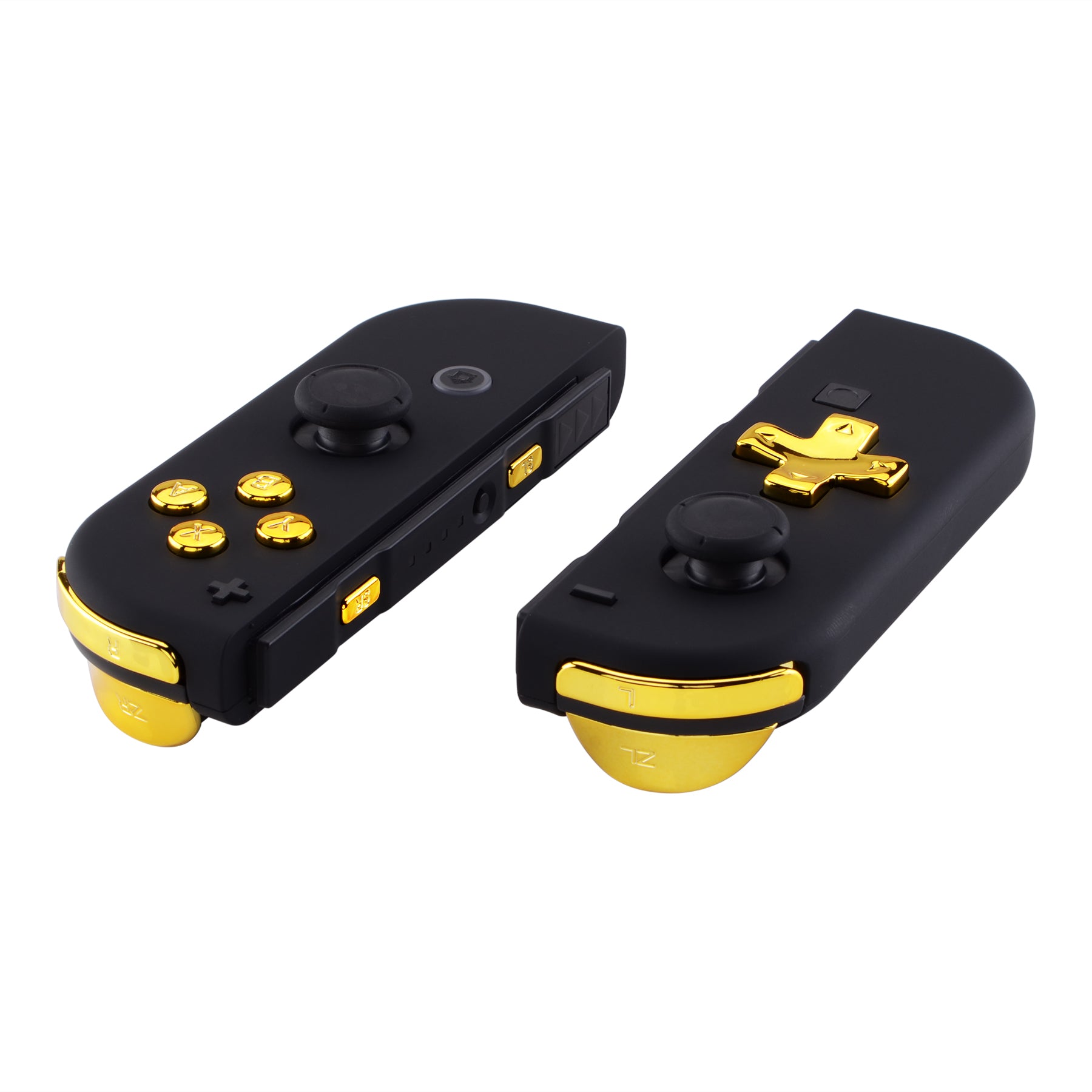 eXtremeRate Chrome Gold D-Pad ABXY Buttons & Trigger Set for Nintendo Switch Joy-Con & OLED - Replacement Buttons Kit with Springs (D-Pad Fits eXtremeRate Shell Only) - Perfect for Gaming, DIY Repairs & Controller Customization