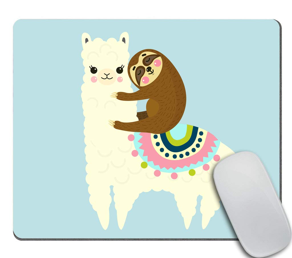 Custom Gaming Mouse Pad with Cute Cartoon Llama & Sloth Design - Non-Slip Rubber Base for PC/Laptop - Perfect for Office Work, Gaming & Home Use