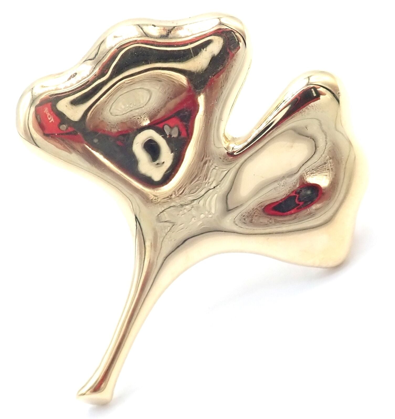 Authentic Vintage Tiffany & Co 18k Yellow Gold Ginkgo Flower Brooch Pin - Elegant Jewelry Gift for Women, Perfect for Weddings & Special Occasions