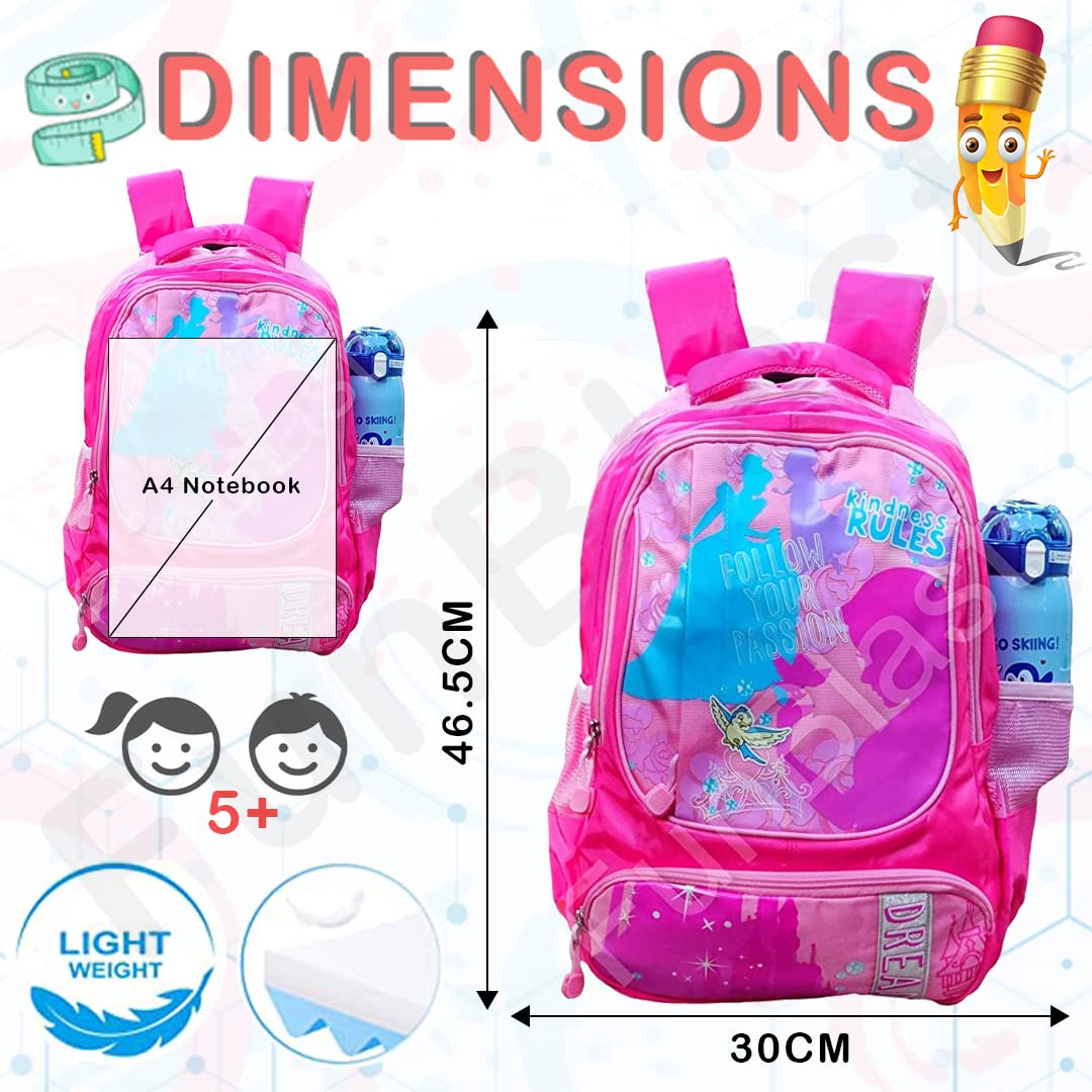 FunBlast Durable Large Capacity School Backpack for Boys & Girls - 46.5cm College Bag with Multiple Pockets | Perfect for School, Travel & Daily Use (Pink)