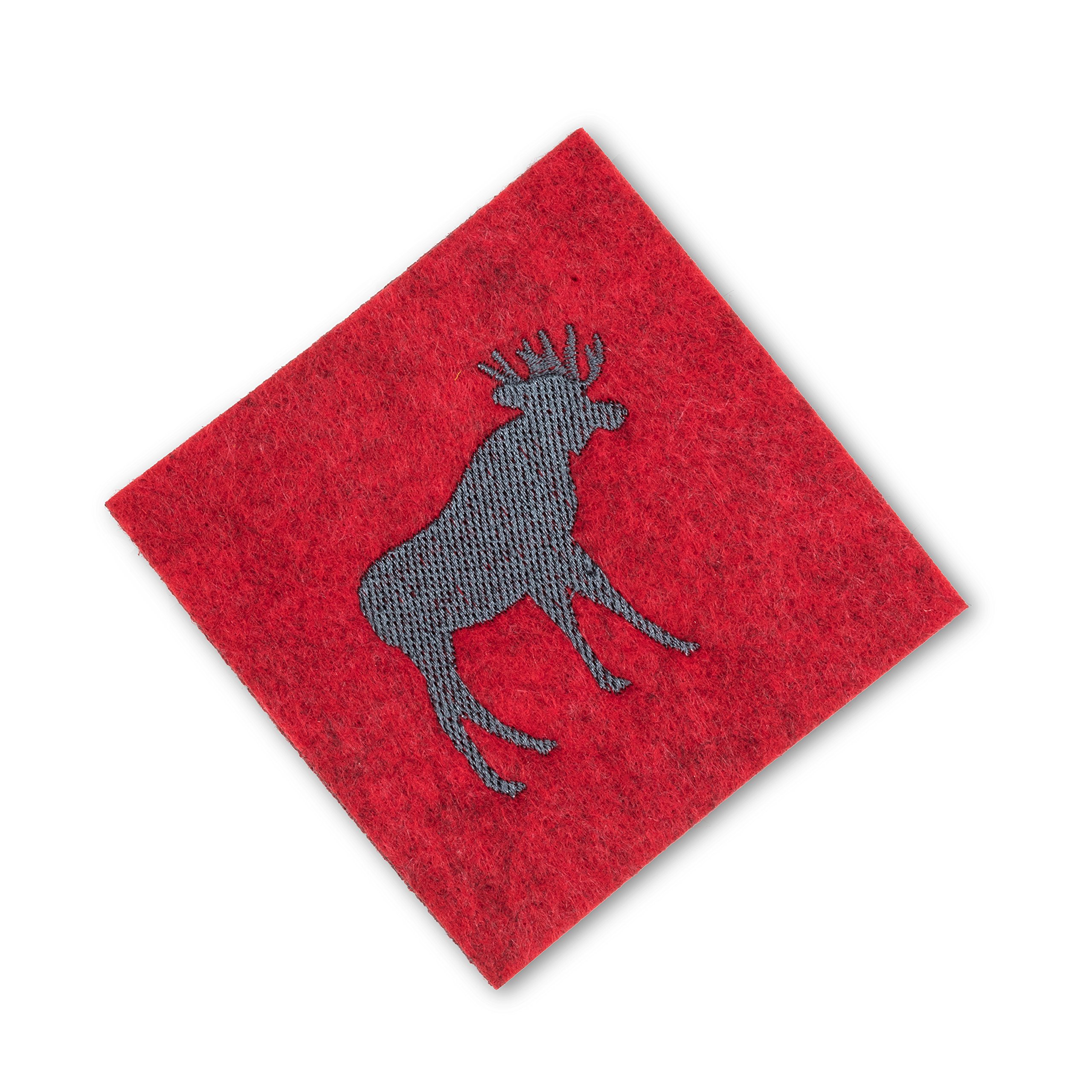 Abbott Collection 1227-CABIN-CSTR-RED Stitched Moose Coaster Set - Rustic Cabin Decor, 1 Piece, Red - Perfect for Cabin, Lodge & Hunting Themed Home Decor