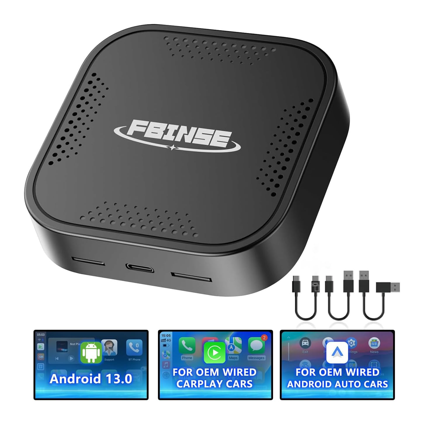 Wireless CarPlay AI Box - Android 13, 8-Core CPU, 8GB RAM 128GB Storage with 4G/TF Card Support - Video Streaming & Wired CarPlay/Android Auto Compatible - Perfect for Tesla, BMW, Audi & Other Vehicles (Long Road Trips & Daily Commute)