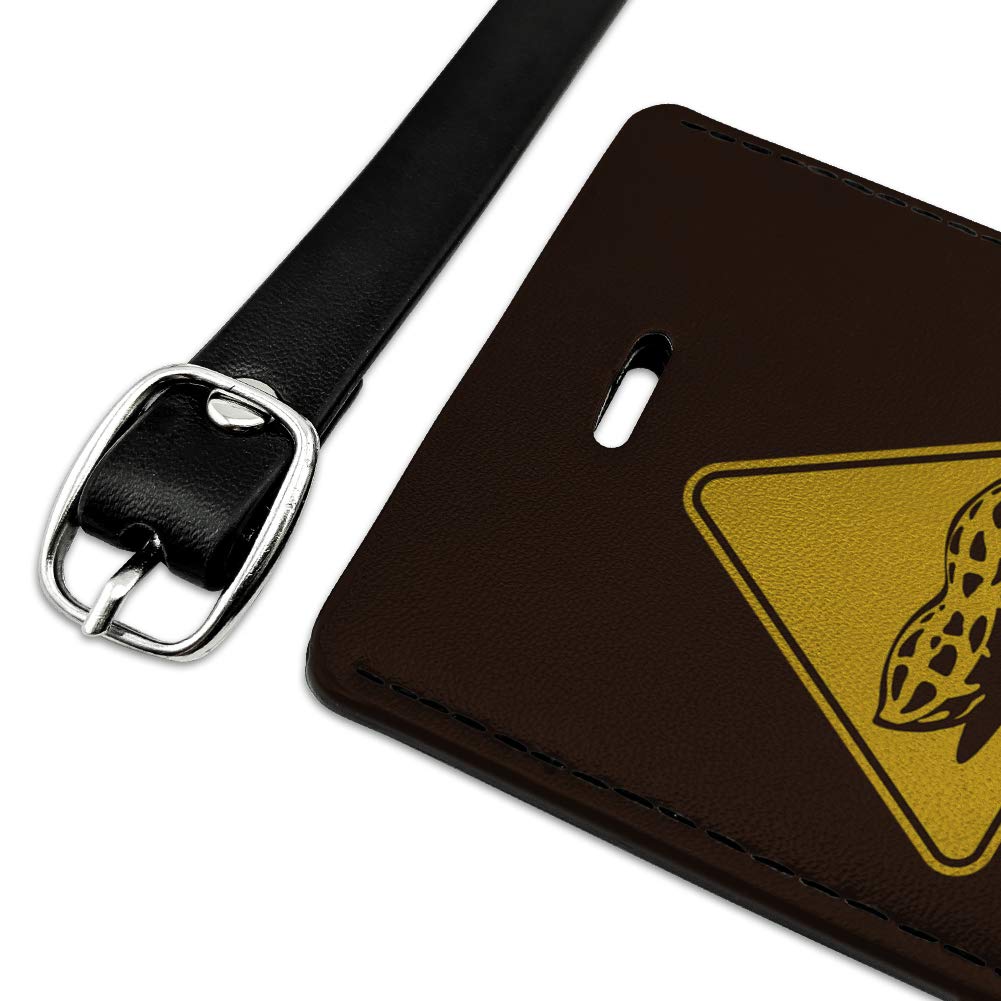 Peanut Allergy Warning Tag - Yellow Leather Luggage ID Card for Travel Safety | Allergy Alert for Suitcases, Backpacks & Carry-Ons