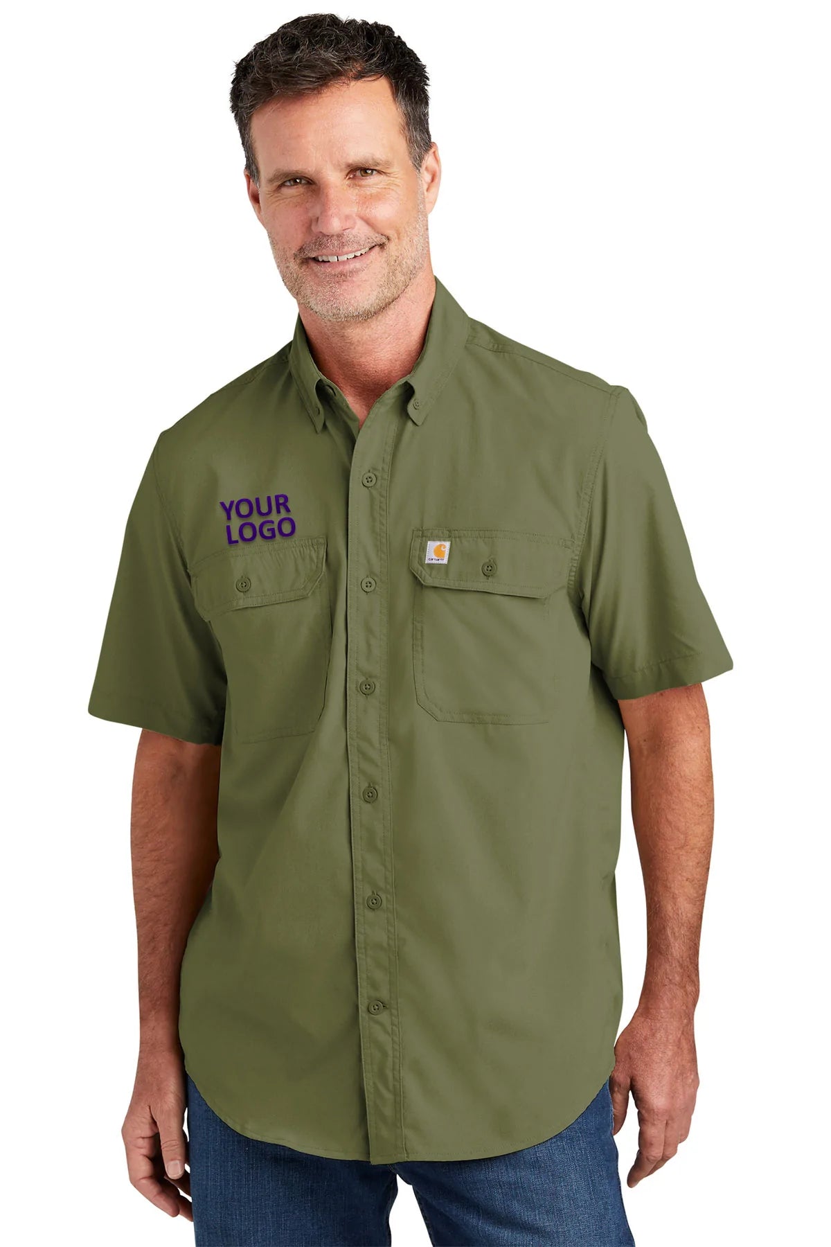 Carhartt Force Solid Custom T-Shirts for Men - Durable Workwear in Burnt Olive - Perfect for Construction, Outdoor Labor & Casual Wear