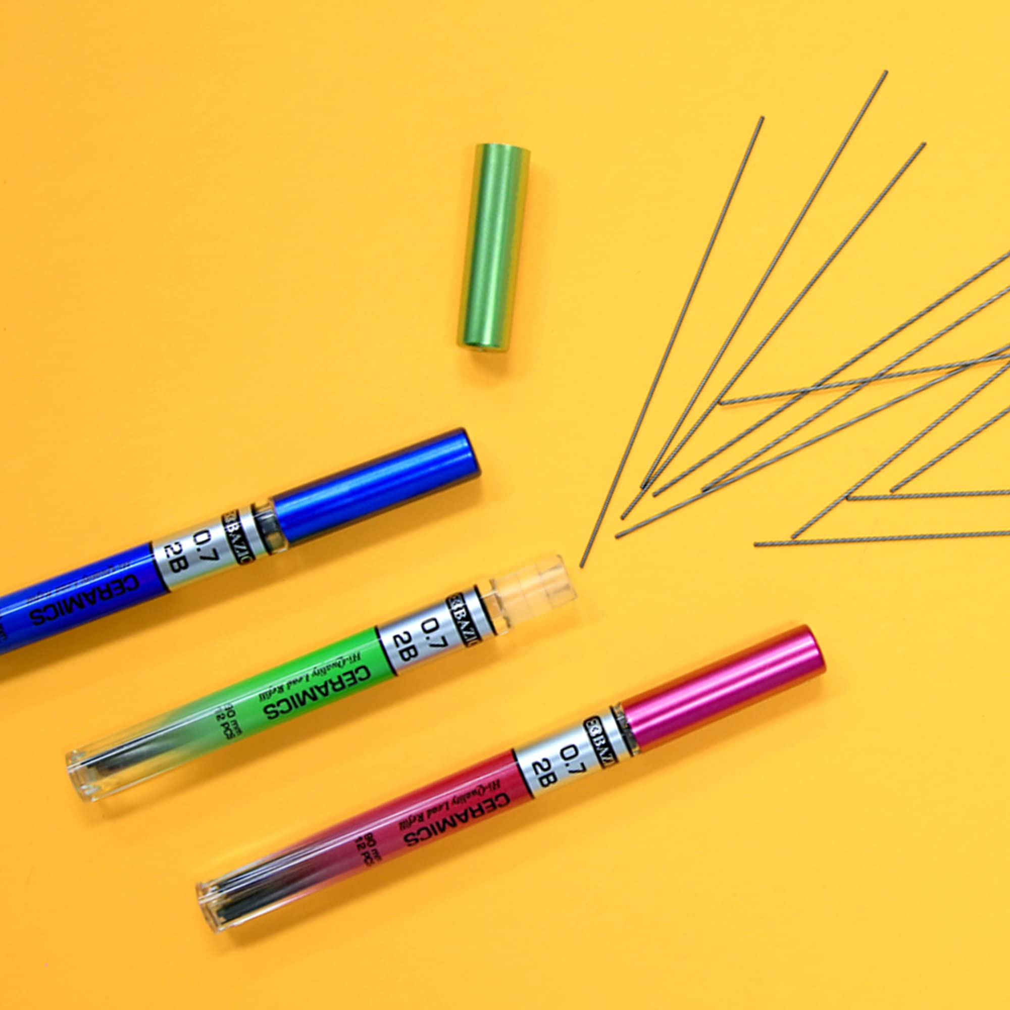 BAZIC 0.7mm Ceramic Mechanical Pencil Refills - 3 Pack of Smooth Writing Leads for School, Office & Sketching - Break-Resistant Graphite for Precise Writing & Drawing