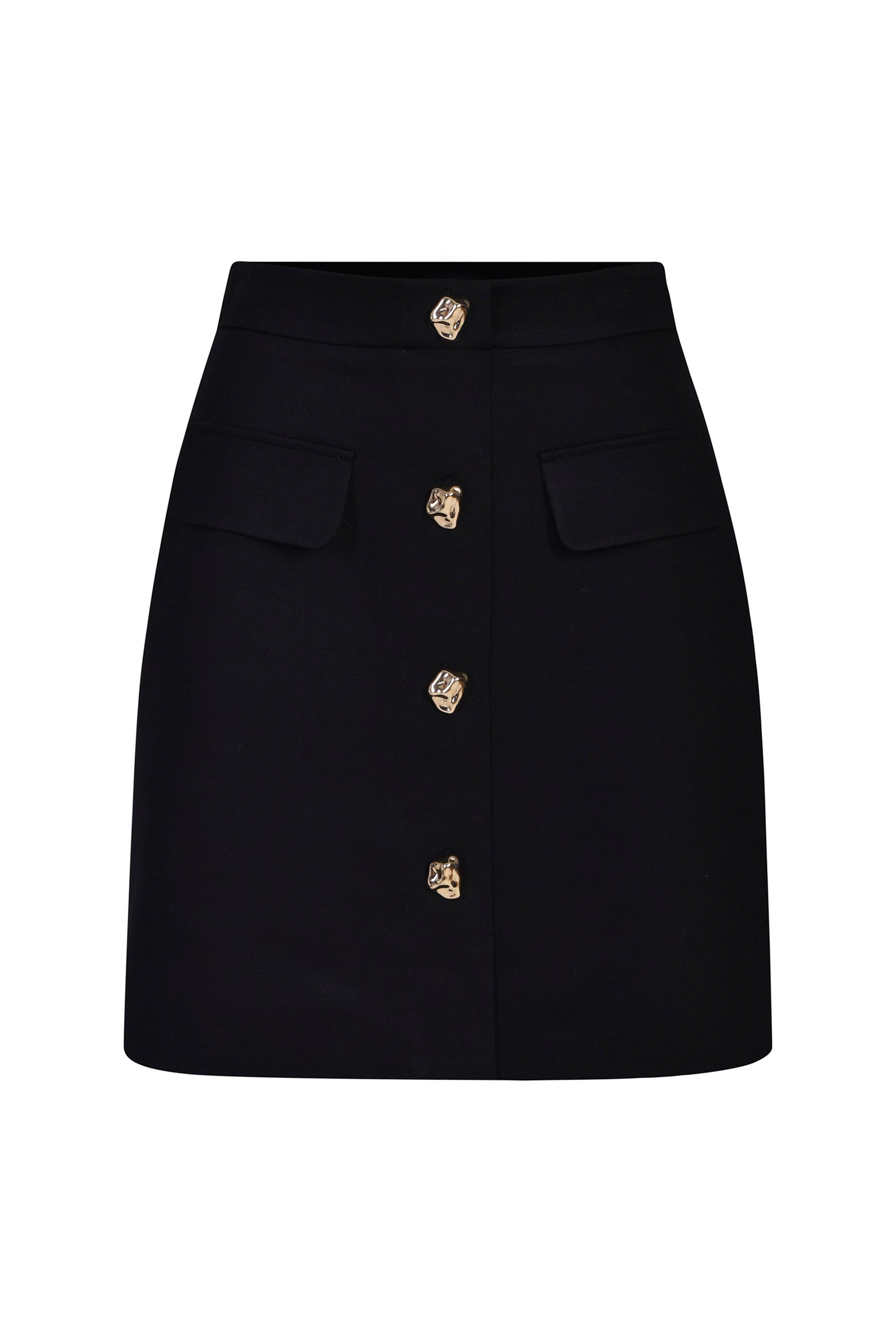 Husk ALBA SKIRT - Women's Black Midi Skirt for Casual & Office Wear | Stylish & Comfortable A-Line Skirt for Everyday Outfits