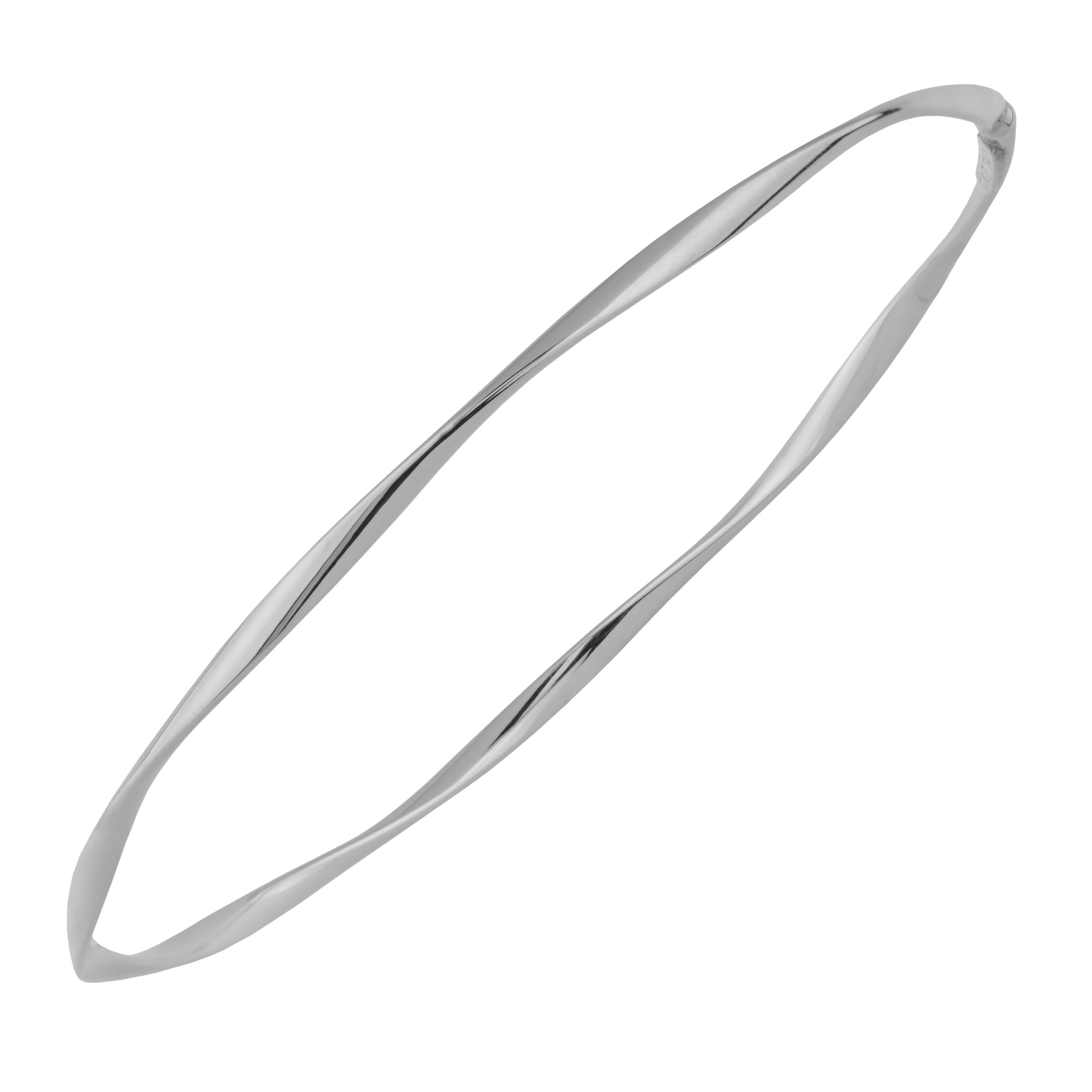 10K Yellow Gold or White Gold 2.5mm Polished Twist Bangle Bracelet for Women - Elegant Jewelry Gift for Birthday, Anniversary & Special Occasions