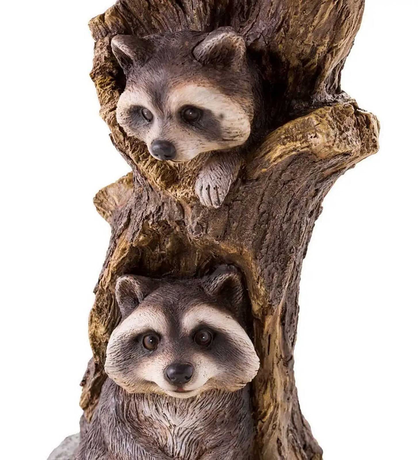 Cute Resin Raccoon Garden Sculpture - Antique Polyresin Bird Bath Statue for Outdoor Yard & Home Decor | Perfect for Patio, Lawn, and Garden Decoration