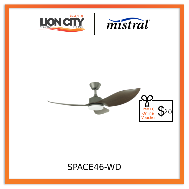 D'FAN SPACE46 46 Inch White/Wood Ceiling Fan with Light - Modern Indoor Cooling for Living Room, Bedroom, and Patio (Installation Service Available)