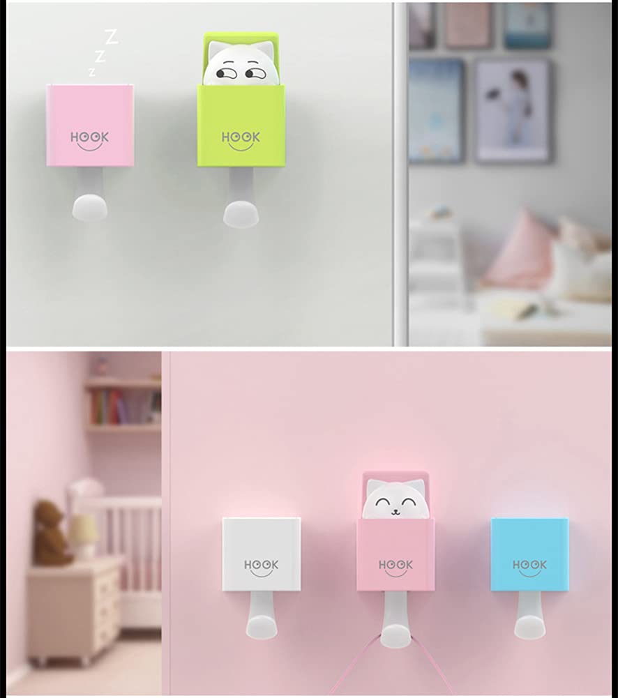 4PCS Cute Cartoon Cat Keychain Hooks - Adhesive Wall Hooks for Coat, Towel, Hat & Keys - Decorative Home & Bathroom Organization Accessories - Perfect for Bedroom, Kitchen, Dorm & Office Storage