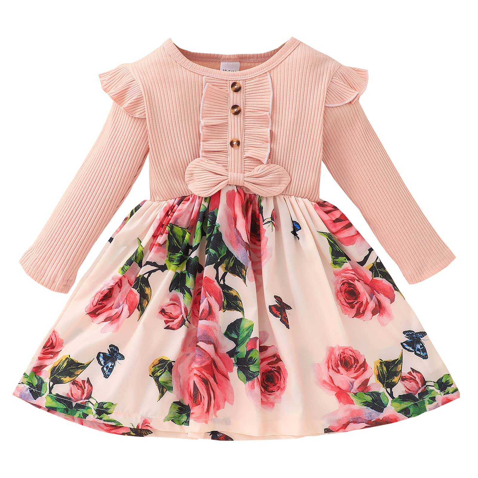 VINUOKER Toddler Girl Floral Dress - Summer & Fall Baby Girls Sundress, Casual Kids Clothes for Little Girls - Perfect for Playdates, Birthday Parties & Family Outings