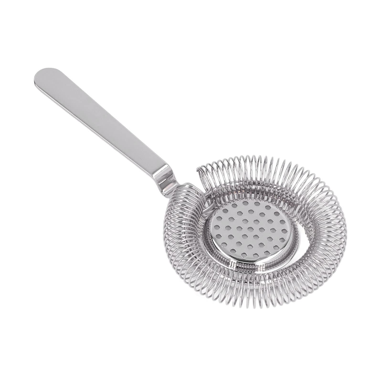 Premium Stainless Steel Cocktail Strainer with Full Round High-Density Spring - Bar Strainer for Home & Professional Bartenders - Perfect for Mixing Martinis, Mojitos & Craft Cocktails (Silver)