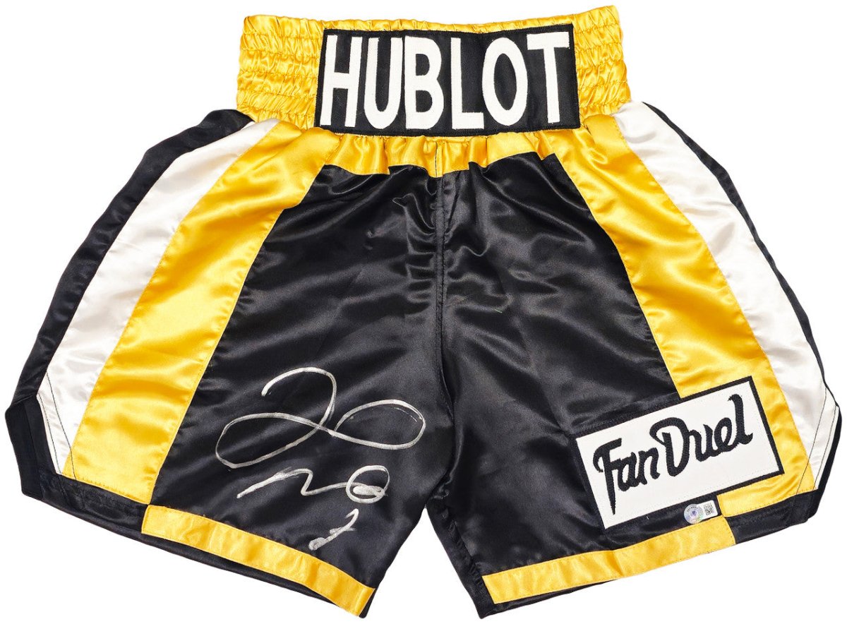 Floyd Mayweather Jr Signed Black Hublot Boxing Trunks - Authentic Collectible Memorabilia for Boxing Fans & Sports Collectors - Perfect for Display in Man Cave, Sports Bar, or Boxing Gym
