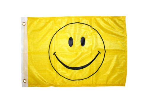 Premium 12x18 Inch Yellow Smiley Face Knitted Boat & Car Flag - Fade Resistant, Durable Rough Text Fabric - Perfect for Outdoor Decor, Tailgating, and Marine Use
