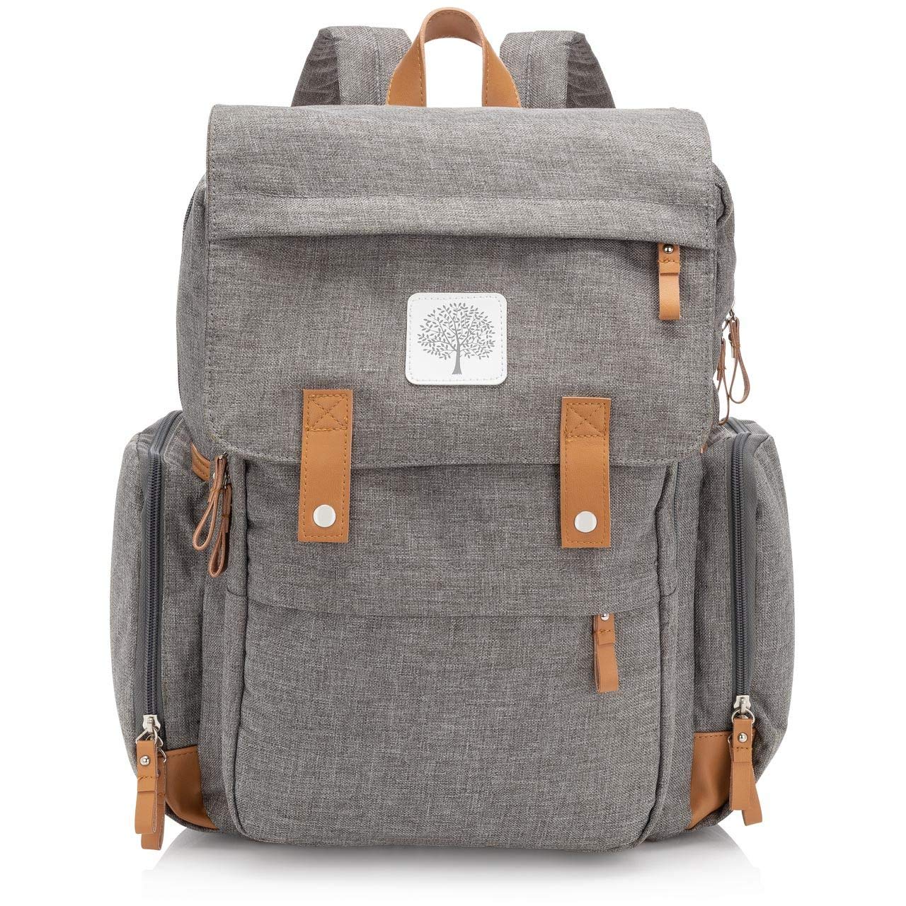 Parker Baby Diaper Backpack with Insulated Pockets & Changing Pad - Waterproof Baby Bag with Stroller Straps & Laptop Compartment | Perfect for Travel, Daycare & On-the-Go Parents (Birch Bag)