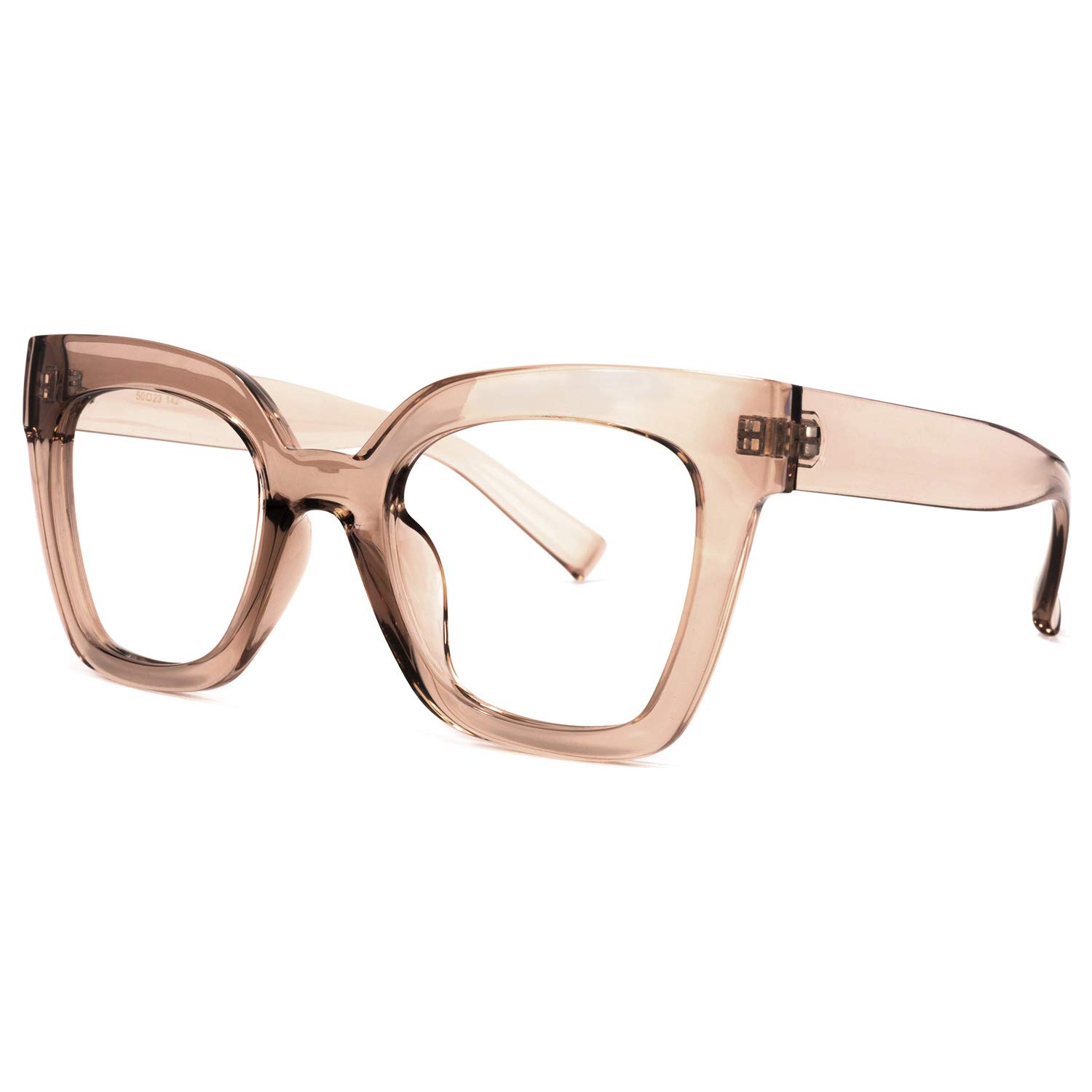 Zeelool Women's Trendy Rectangle Blue Light Blocking Glasses TR90 Eyewear - Malcolm VFT0269 (VFT0269-02 Champagne, Non-Prescription Clear Lens) for Computer, Gaming & Screen Use
