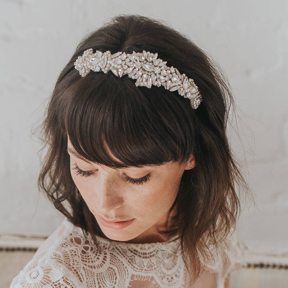Luella Navette and Pear Crystal Headpiece - Elegant Hair Accessory for Weddings, Prom, and Special Events | Sparkling Pear-Shaped Crystals for Bridal & Formal Occasions
