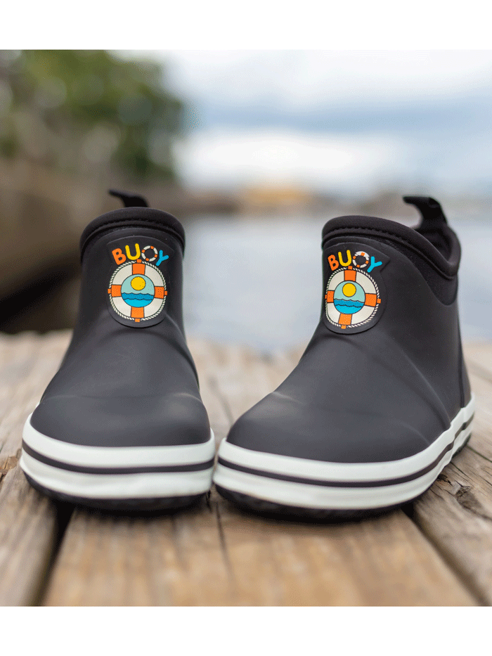 Buoy BB108 Kids Waterproof Rubber Rain Boots for Boys & Girls - Black - Perfect for Outdoor Play, Puddle Jumping & Rainy Day Adventures