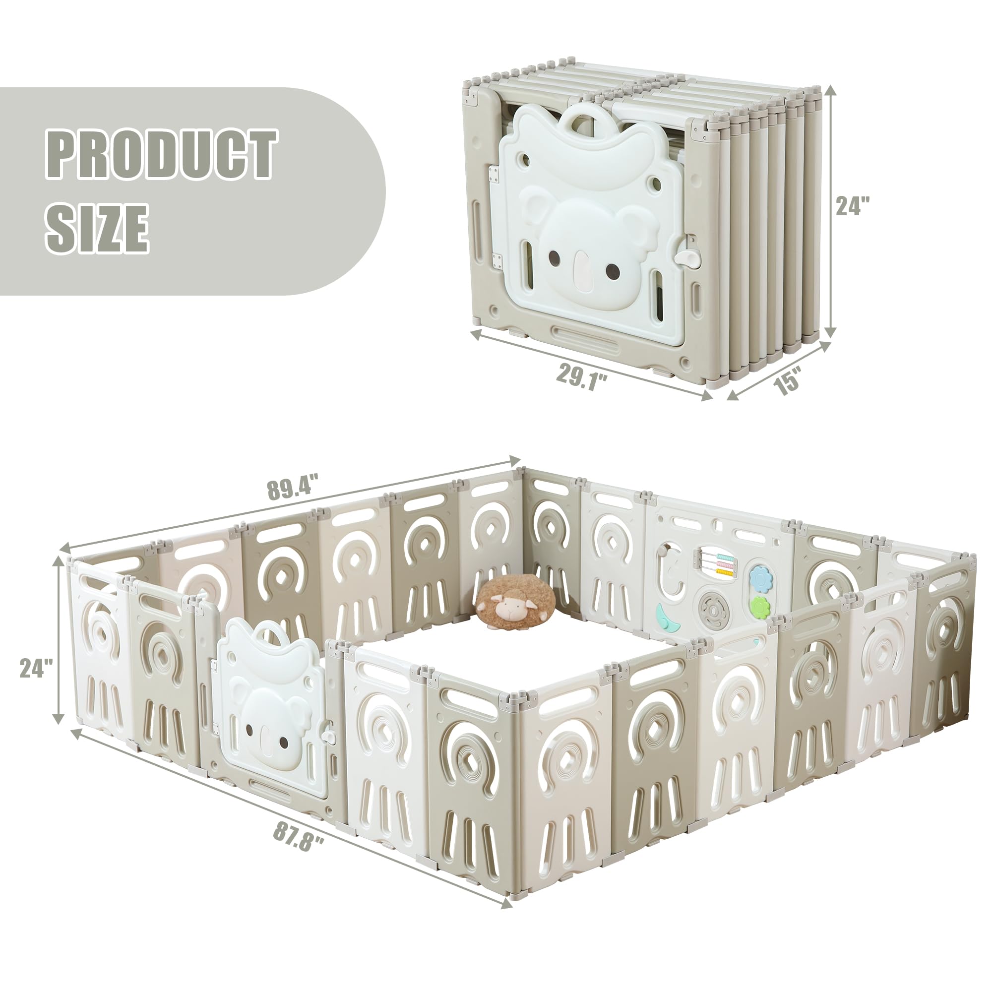 **Foldable Baby Playpen - Extra Large 22-Panel Play Yard for Babies & Toddlers, Portable Safety Fence & Play Gate, Grey & White - Perfect for Indoor & Outdoor Playtime, Nursery, and Pet Safety**